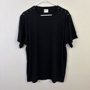 Renova Black T Shirt Snap Sides Womens Large Surgery Recovery Adaptive